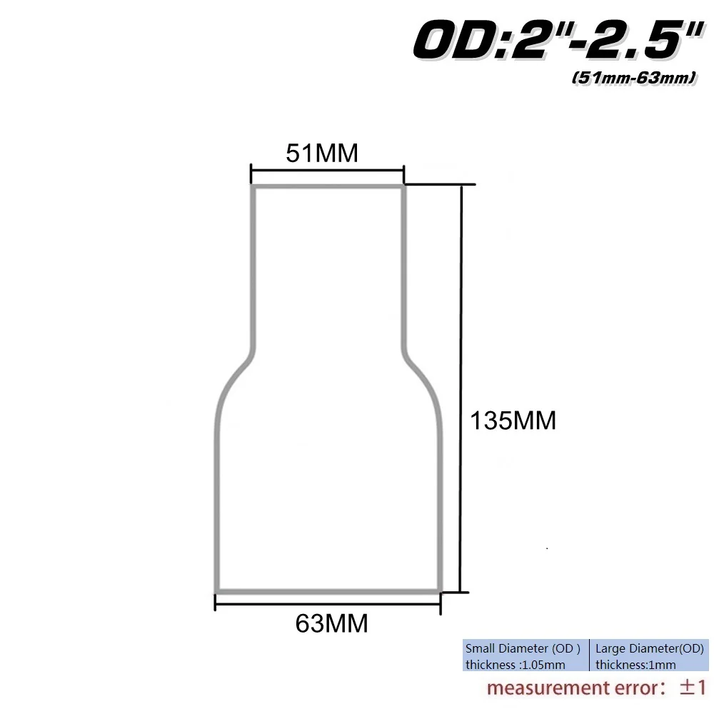 OD 51-63MM OD: " 2,25" 2,7" 3" 3," универсальная выхлопная труба для соединения компонентов TK-BJ - Цвет: OD 51-63MM