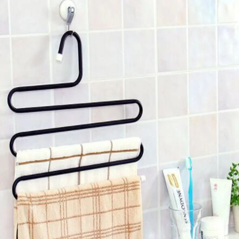 S-type Pants Trousers Storage Rack Multi-layer Stainless Steel Scarf Hanger Home Wardrobe Closet Organizer | Дом и сад