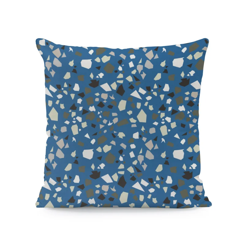 4 Fashion Literary Terrazzo Hug Pillow Stone Shard Stitching Pattern Comfortable Cushion Cover 45Cm Peach Skin Decorative Bedroom - Color: 4