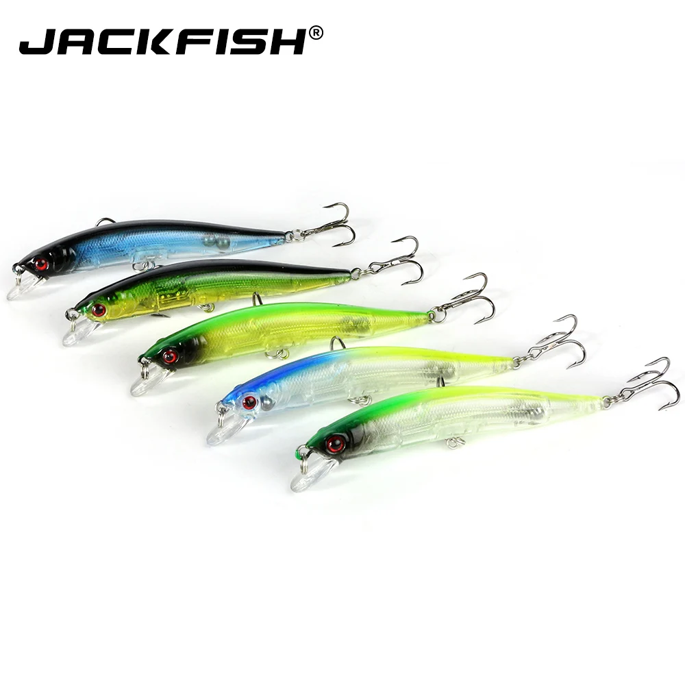 

JACKFISH clear color fishing lures 5 pcs/lot fishing bait wobbler 12cm 9g minnow bass lure crankbait tackle Free shipping
