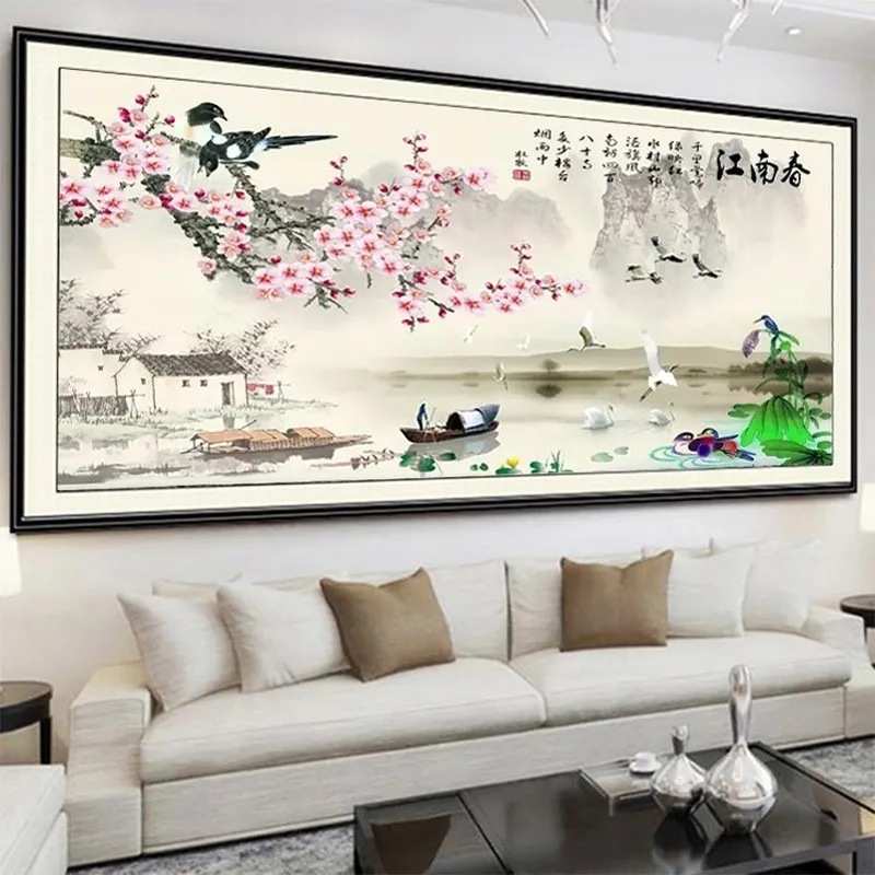 DIY Jiangnan Весенняя Алмазная вышивка 5D круглый алмаз полностью Стразы алмазная