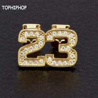 tophiphop has a new micro embedded zircon gold tooth frame with two numbers 23 hiphop teeth grillz for men and women