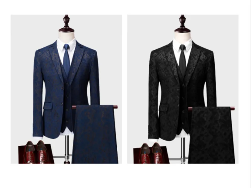 Куртка+ жилет+ брюки) мужские костюмы Бизнес Slim fit повседневные мужские свадебные костюмы платье мужские вечерние костюмы вышивка M-6XL