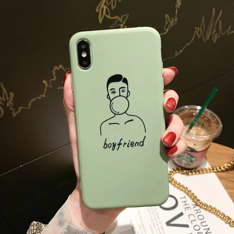 Boy Girl friend Matte Soft Silicon Cover for iPhone X XS Max XR Love Couple Case Fundas 8 7 6 6S Plus Capa Hoesjes |