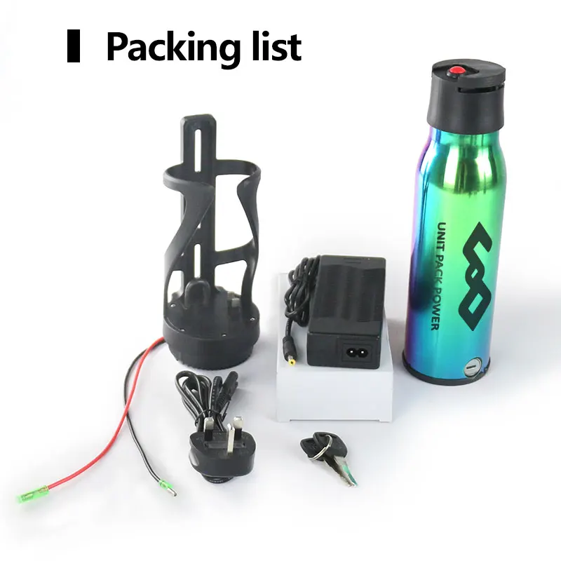 Новая аккумуляторная бутылка с возможностью зарядки 36 Вольт, 6,4 Ач для электрического велосипеда литиевая аккумуляторная батарея для электроскутера с BMS и зарядным устройством.