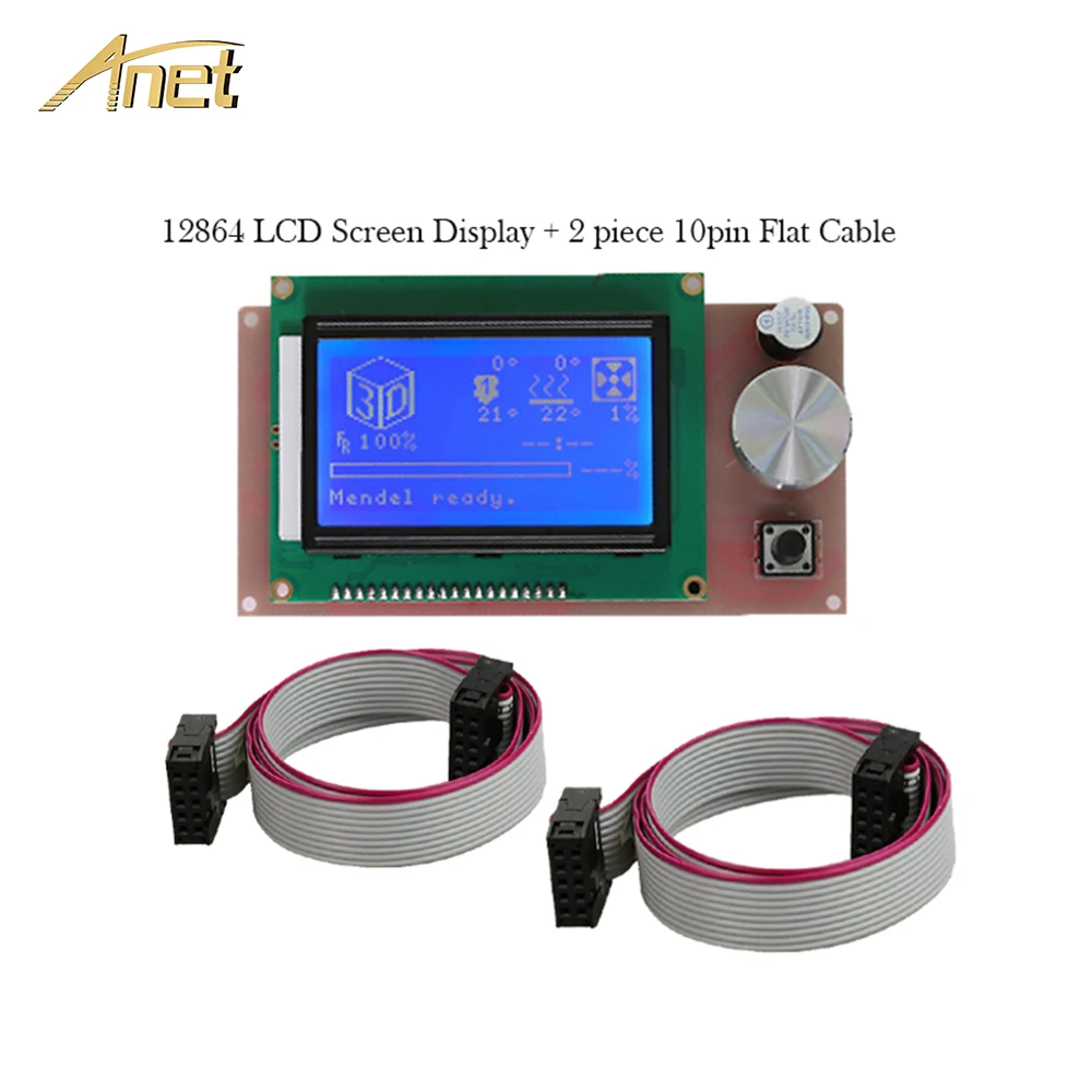 Anet части 3d принтера 2 шт 10 Pin Гибкий плоский кабель + 12864 ЖК экран Смарт дисплея для