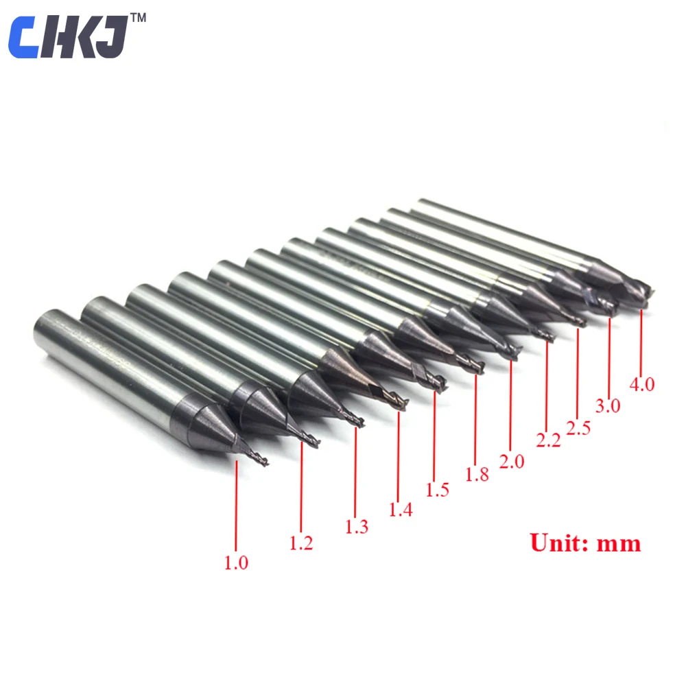 CHKJ Cemented Carbide 3 Flutes End Mill Cutter Staight Bits For WENXING DEFU MODEN All Vertical Key Cutting Machine 1.0mm-2.0mm