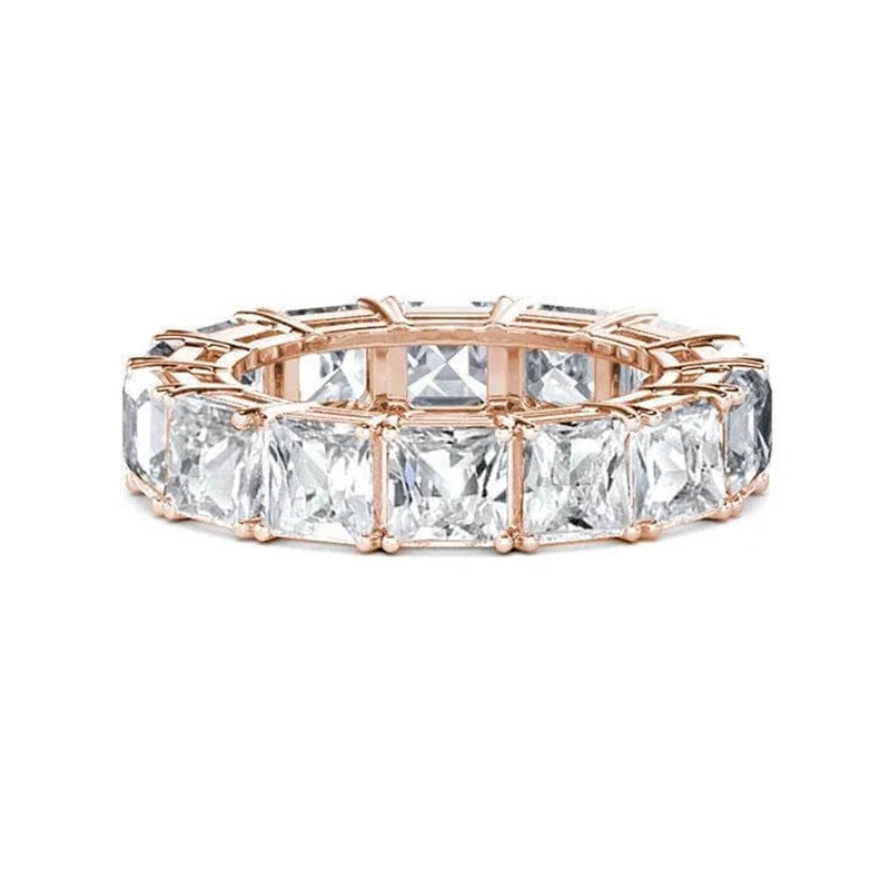 LESF роскошные женские микро Pave 8 Ct 3A циркониевое кольцо из стерлингового серебра 925 Юбилей обручальные кольца принимает Частный заказ