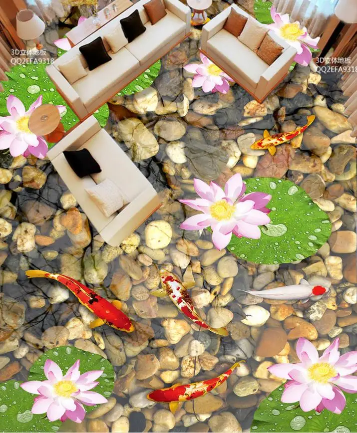 Вода цветущие камни 3D Пол фото обои Спальня Гостиная Ванная комната Кухня лобби 3d