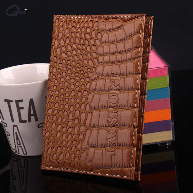 

ISKYBOB Travel Passport Holder Business Card Holder Women PU Leather Passport Cover ID Credit Card Holder Men Passport Wallet