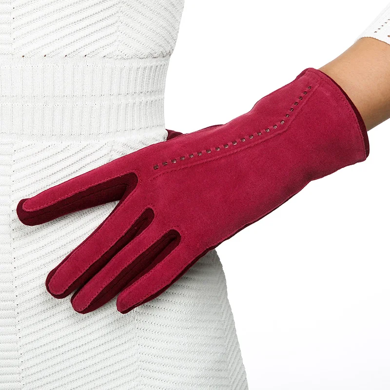 REALBY женские толстые перчатки зимние Luvas de inverno Guantes Mujer Формальные варежки из замши