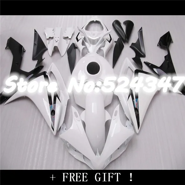 

yzf R1 fairing 2007 2008 white black plastic body kits 07 08 YZF R1 07-08 white black