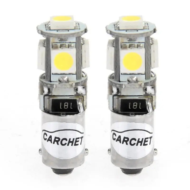 CARCHET 2PCS BAX9S H6W 5 SMD LED Lights Canbus Error Free Light Bulbs Lamp 12V 5050 5-LED for Car | Автомобили и мотоциклы