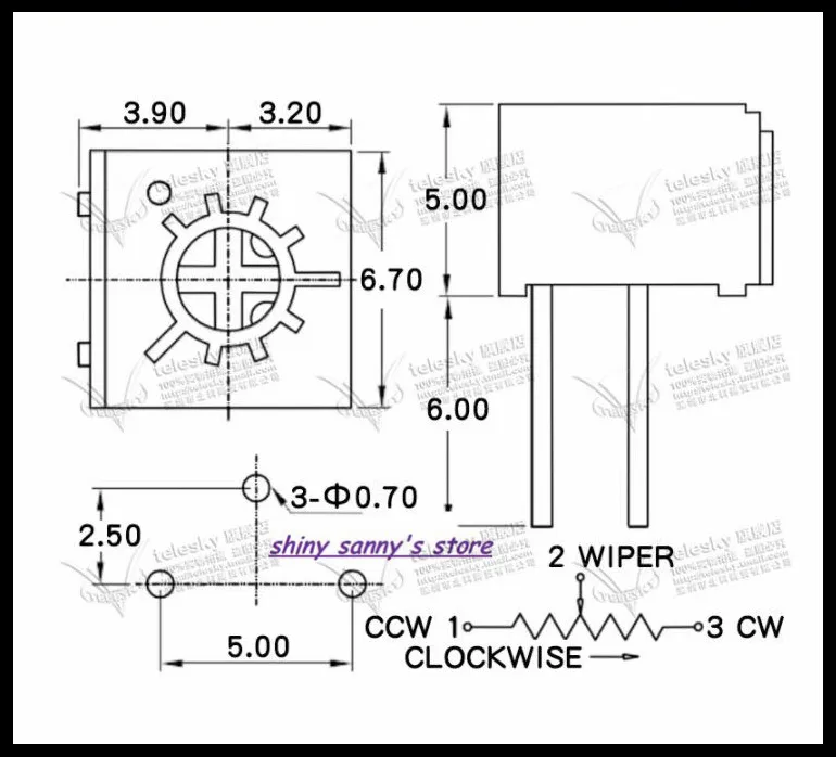 

50 Pcs/Lot 3362P 3362 series 101/102/103/104/105 High Precision Trimmer Potentiometer Variable Resistor Brand New
