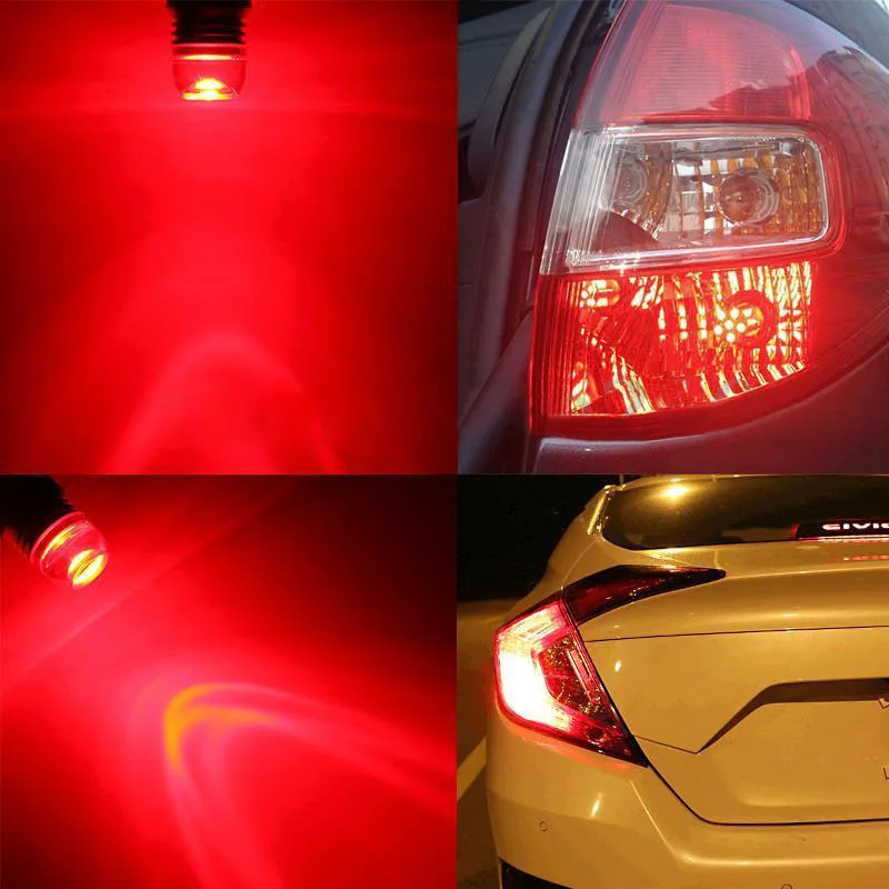 

JX-LCLYL 2pcs Strobe Flashing Red 1157 2357 LED Car Tail Brake Light Lamp Projector Bulb