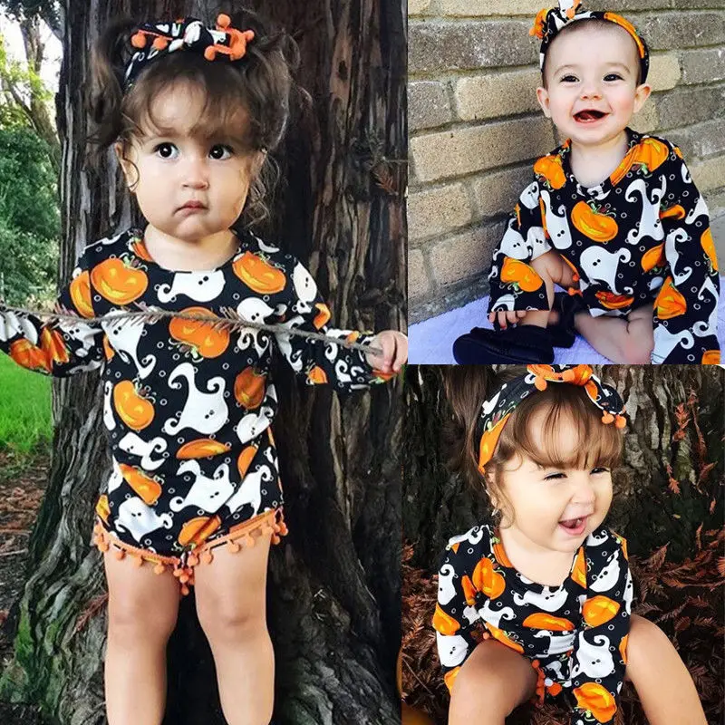 Комплект одежды на Хэллоуин для маленьких девочек от 3 до 24 месяцев комбинезон с