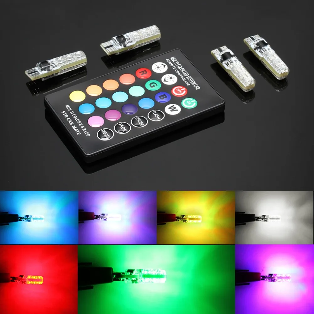 Светодиодная лампа T10 W5W 194 168 6SMD 5050 RGB многоцветный клиновый стробоскосветильник