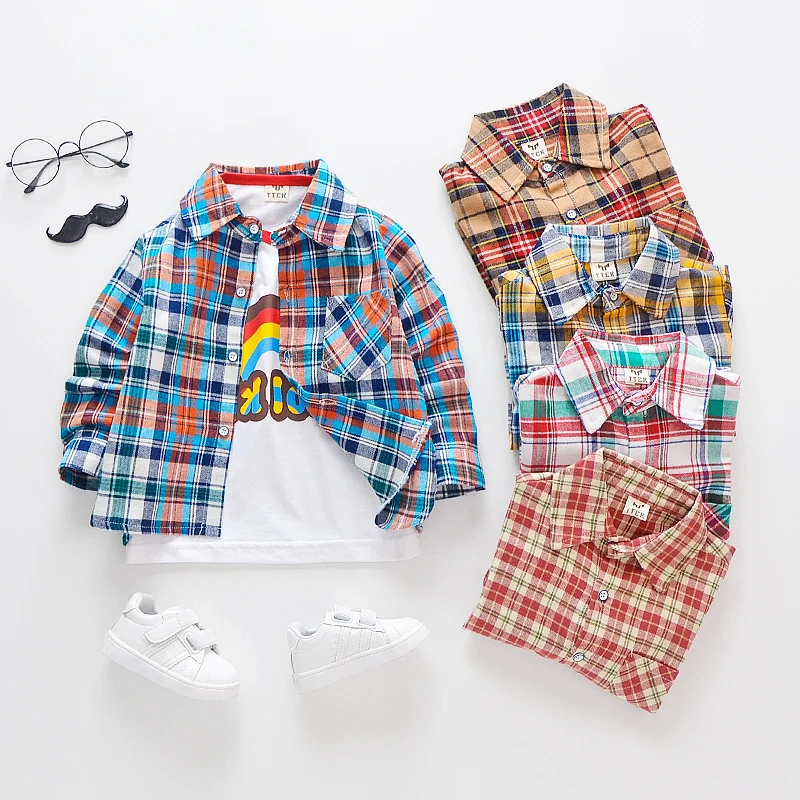 Shirt for boy clothing children spring new arrival baby clothes plaid shirt coat tops kids fashion |