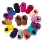 Мокасины из искусственной замши для новорожденных девочек и мальчиков, мягкие Нескользящие туфли с бахромой, обувь для детской кроватки