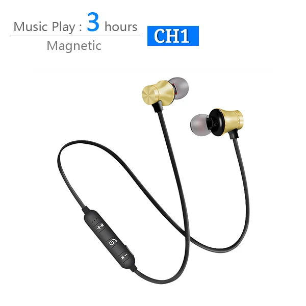 CH1-gold-3h Беспроводные наушники с Bluetooth, спортивные наушники с защитой от пота, наушники с магнитными басами, наушники с микрофоном FBYEG - Цвет: CH1-gold-3h