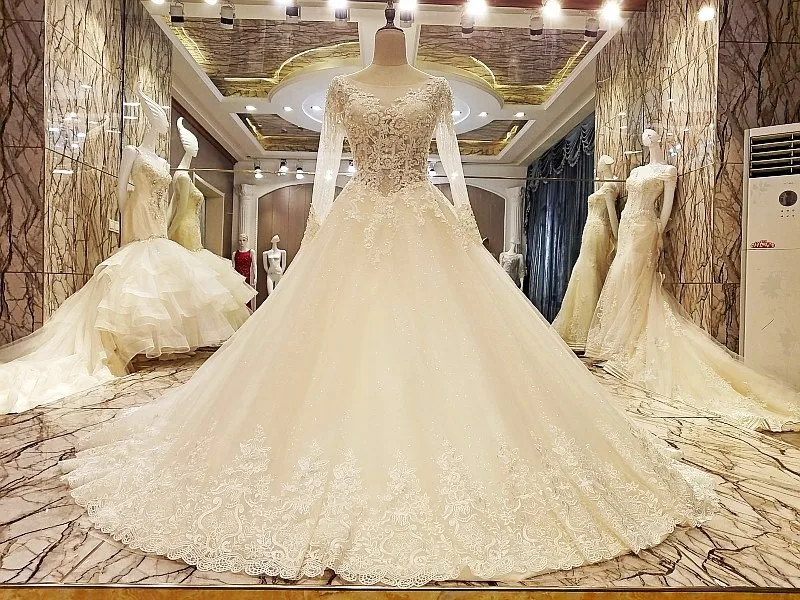 LS95372 robe de mariage 2018 кружевное бальное платье длиной до пола кружевные свадебные