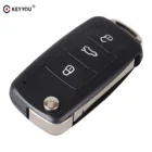 Чехол для автомобильного ключа KEYYOU 10X, складной, с 3 кнопками, для VW, VOLKSWAGEN, Tiguan, Golf, Sagitar, Polo, MK6