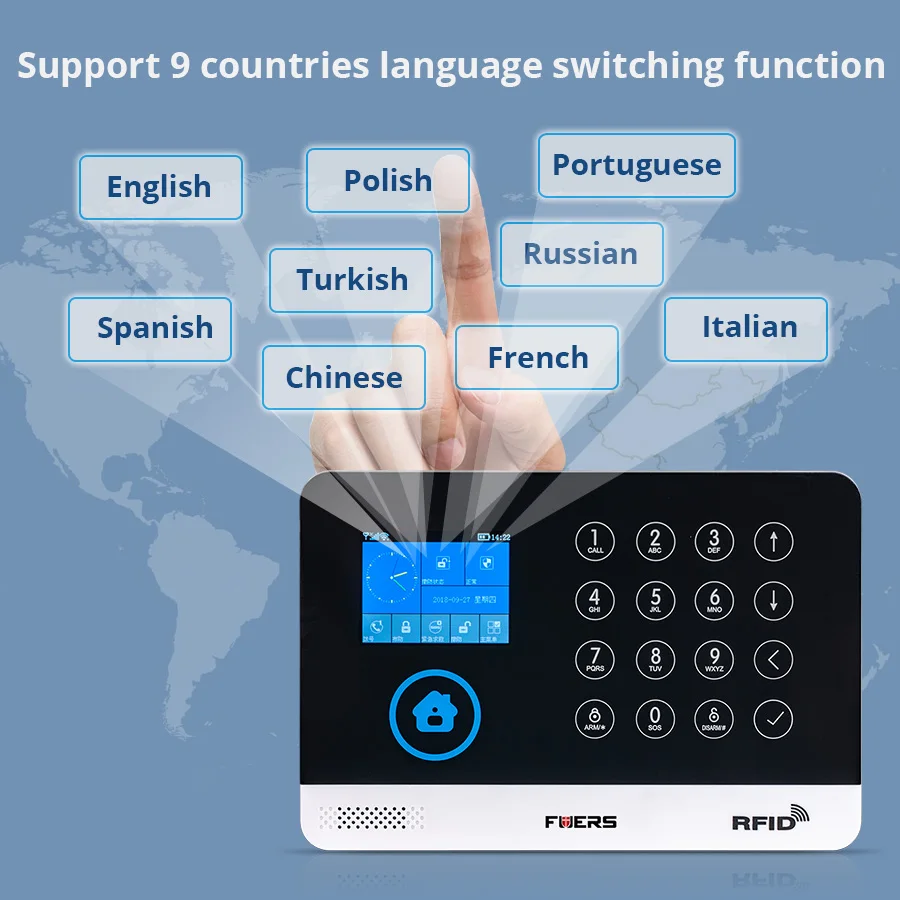 FUERS новинка WG11 433 МГц Беспроводная GSM домашняя сигнализация ЖК-дисплей сенсорный