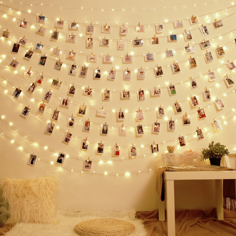 LED String Light 2M 20LEDs 3M 30LEDs Photo Card Wall Clip Fairy Home Christmas Holiday Decoration Battery Powered Lamps | Лампы и