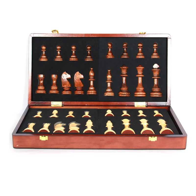

45CM*45CM Standard competition International Chess Game Solid wood folding Wooden Chessboard 34 chess pieces king high 10.5cm
