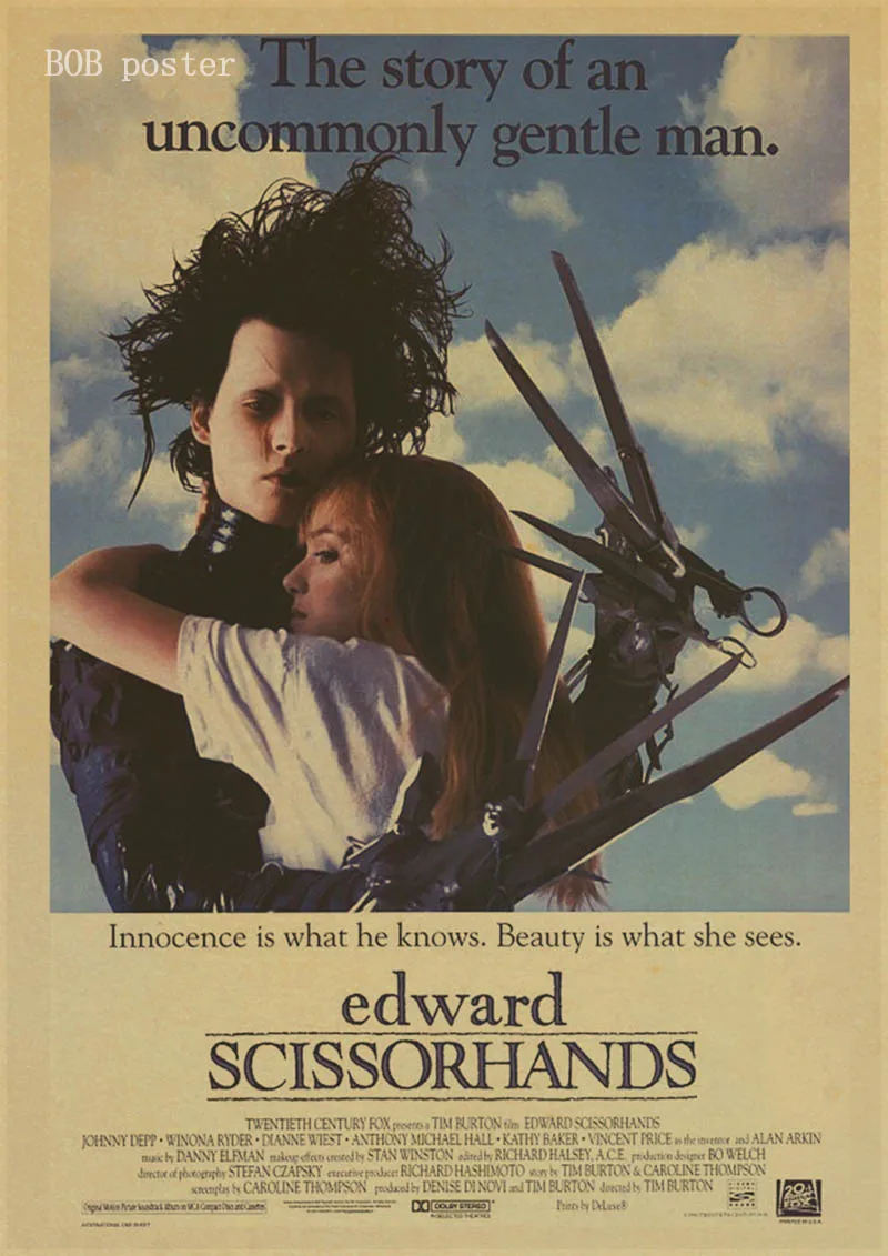 Эдварда Scissorhands плакат классический постер фильмов в стиле винтаж ретро крафт настенная бумажная наклейка