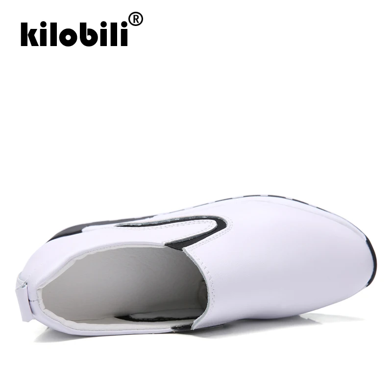 Kilobili/2019 г. Осенняя женская обувь на плоской платформе из натуральной кожи подошве