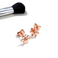 yunruo top brand rose gold silver color daisy stud earring for woman girl gift 316l stainless steel fashion jewelry never fade