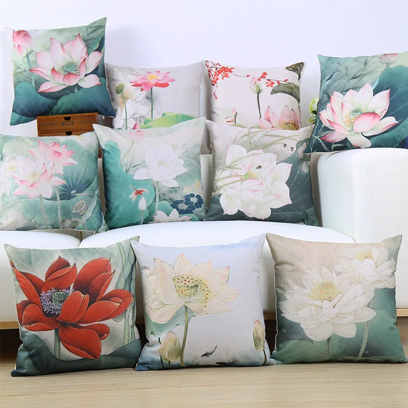 Ретро Китайский стиль Lotus креативный хлопок подушка сидения салон автомобиль
