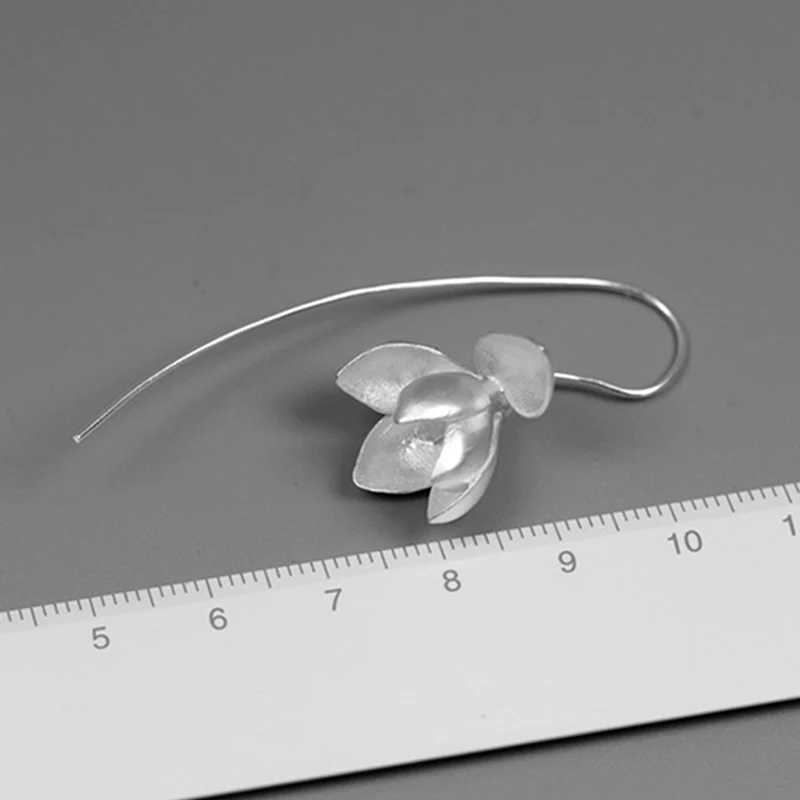 Женские серьги подвески в виде цветка магнолии Lotus Fun дизайнерские Изящные ручной
