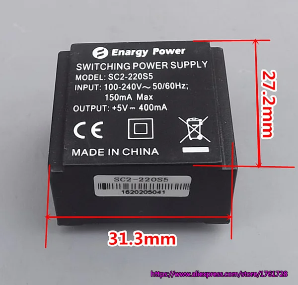 Совершенно новый AC220V к DC5V импульсный источник питания 31*3*27 2 мм миниатюрный