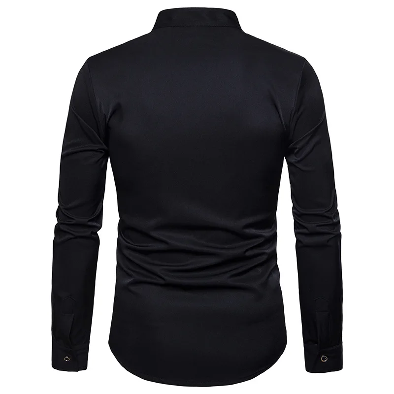Chemise Homme Весенняя королевская Стильная однотонная рубашка с цветочной вышивкой приталенная Повседневная рубашка с длинным рукавом XXL