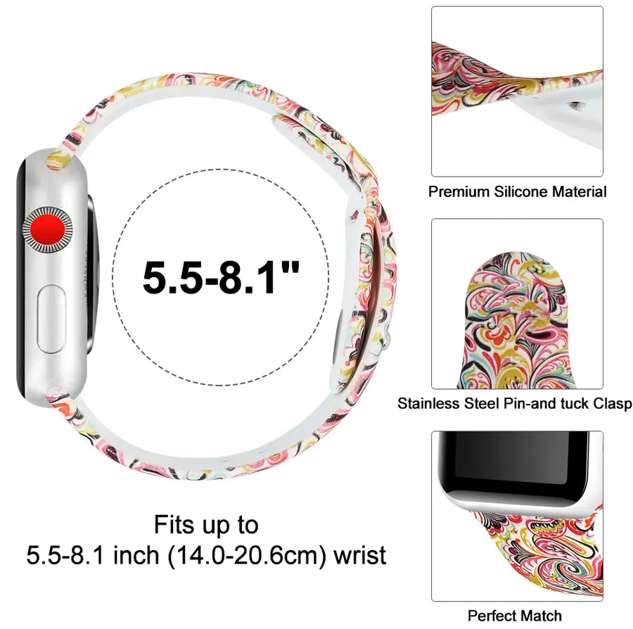 Ремешок для apple watch 5, 4, ремешок для apple watch 44 мм, 40 мм, iwatch 3, ремешок 42 мм, 38 м, браслет pulseira, популярные аксессуары для часов с принтом