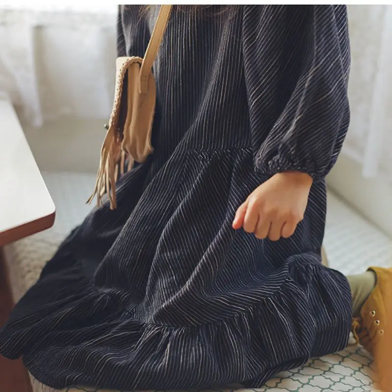 Cotton Linen Ruffles Dress Kids Clothes Children Dresses Girls New 2020 Spring Autumn Baby Girl Lantern Sleeve Clothing | Детская одежда