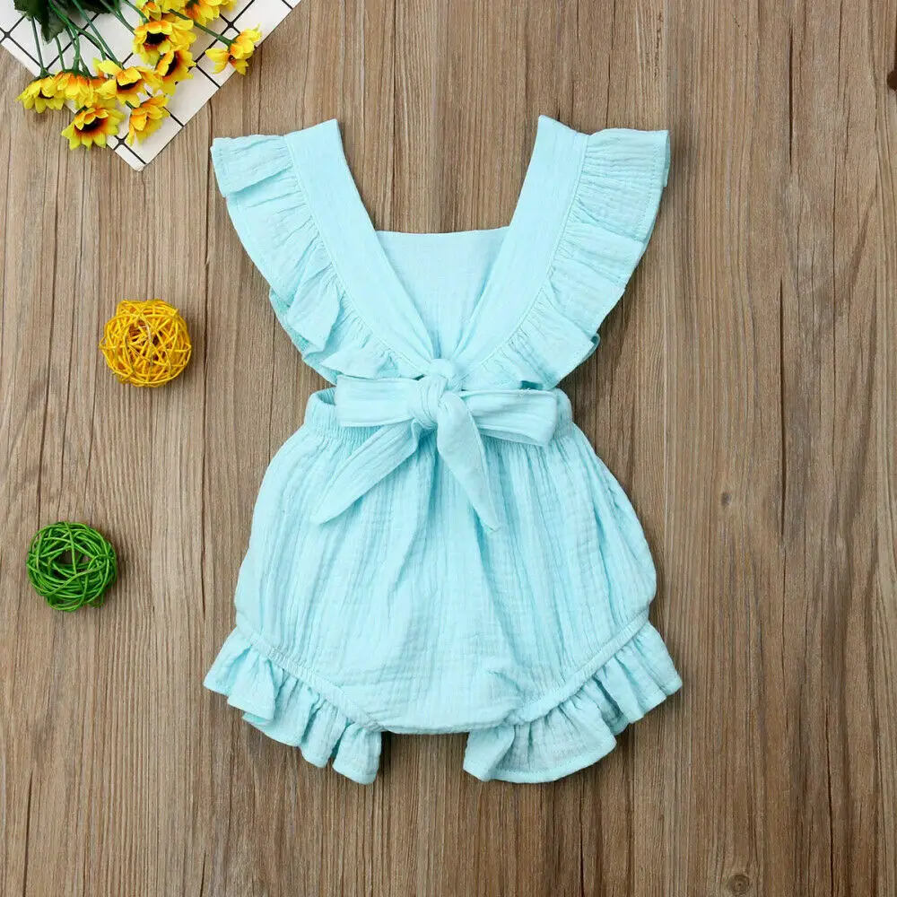 Комбинезон для новорожденных девочек и мальчиков ПП хлопковый ромпер с оборками