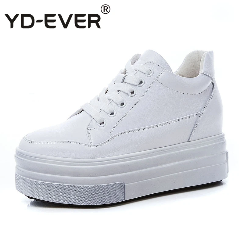 YD EVER женская повседневная обувь из натуральной кожи на платформе 7 см танкетке