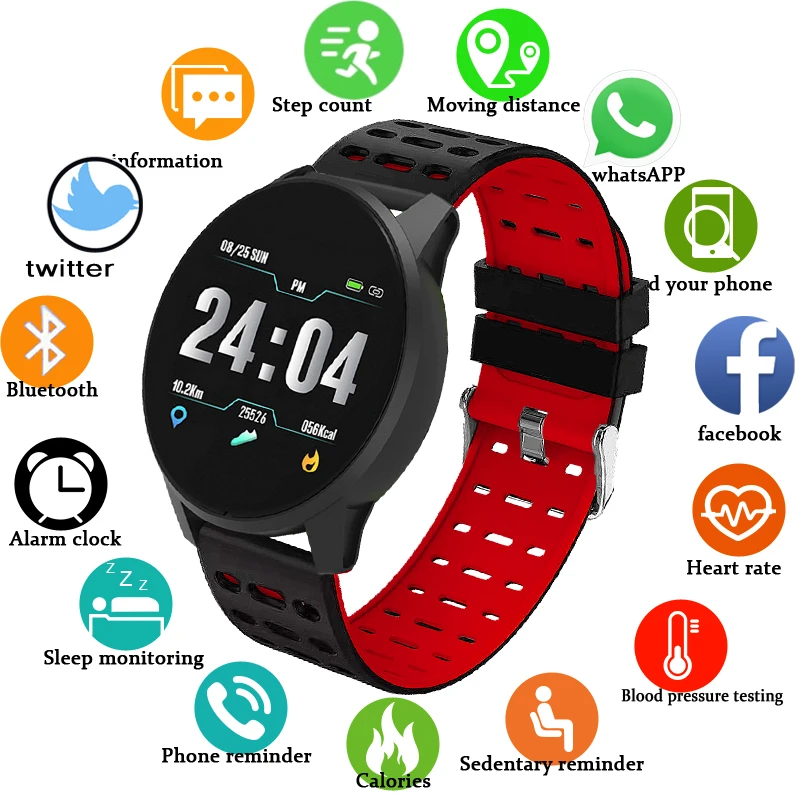 

LIGE Smart Bracelet Sport Waterproof Fitness Bluetooth Connection Android ios Heart rate blood pressure monitor Pedometer Watch