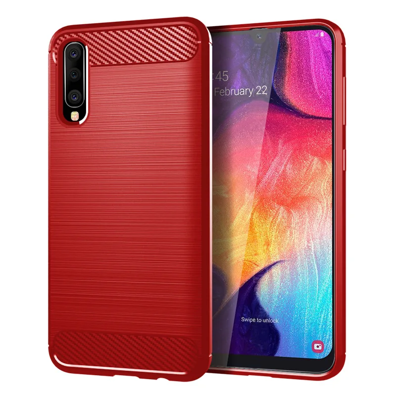 Case for Samsung Galaxy A10 A20 A30 A40 A50 A60 A70 Silicone Soft TPU Brushed Carbon Fiber Texture Cover sfor |