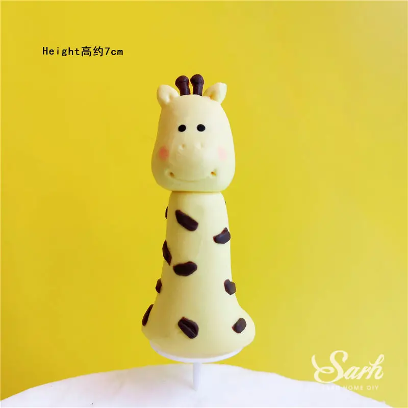 Giraffe Ins панда Лев украшение лягушка для дня детей топперы на торт для вечеринки свадебные декорации С Днем Рождения выпечки сладкие подарки - Цвет: Giraffe