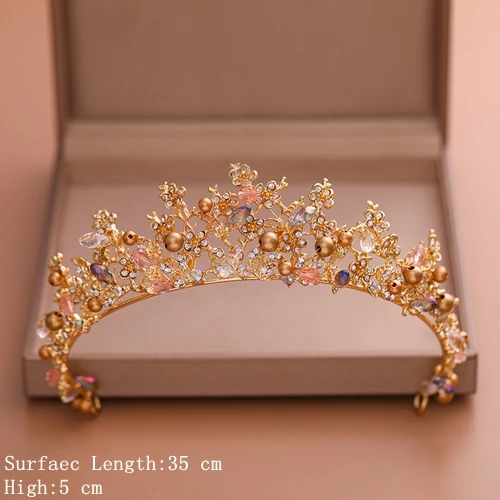 Gold Color Хрустальные Свадебные короны для невесты, корона для волос, тиара, золотые свадебные аксессуары для волос, Хрустальная свадебная тиара для женщин, свадебные украшения для волос - Окраска металла: Gold Color