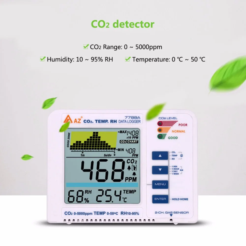 Датчик углекислого газа AZ7788A CO2 температура воздуха в помещении 3 1 | Инструменты