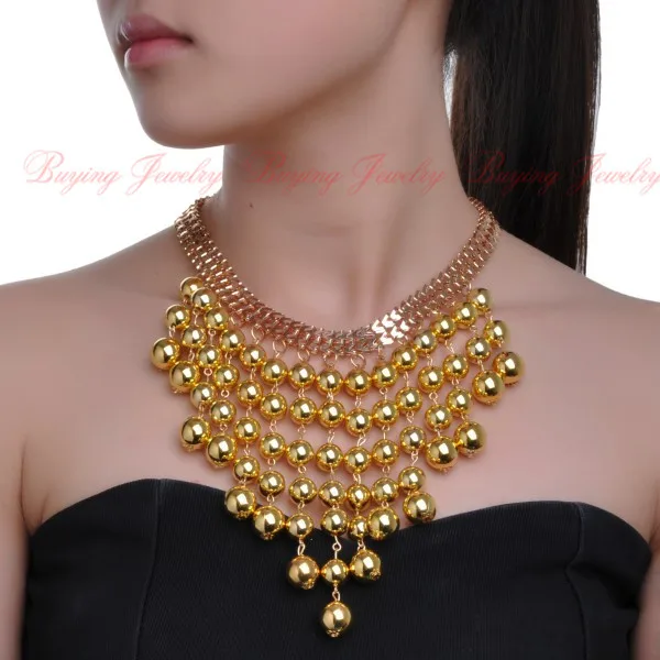 Для женщин Новинка модный стиль золотая цепь 3 цвета Бусины колье нагрудник