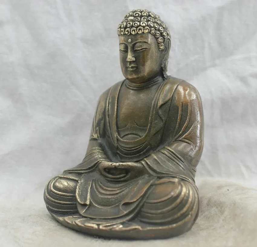 Free shipping Chinese Folk Culture Handmade Brass Bronze Statue Sakyamuni Buddha Sculpture fast | Дом и сад