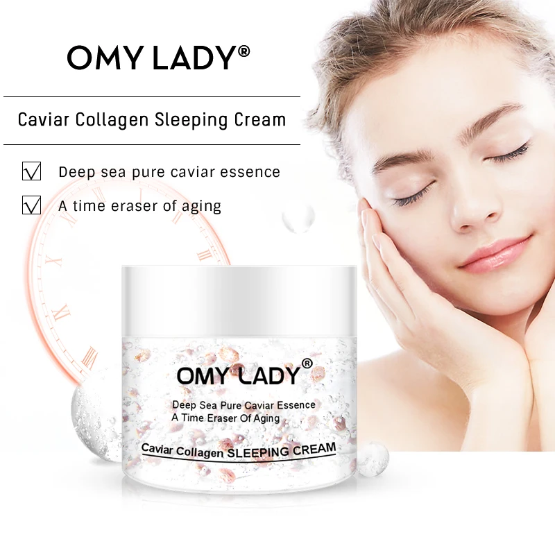 OMY LADY, крем для сна с коллагеном, маска для сна, ночной крем, икра, эссенция, против старения, удаляет морщины, укрепляет и подтягивает кожу