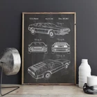 McFly автомобильный патентный художественный Рисунок, дельорская Настенная картина на холсте, военный автомобиль, плакат, домашний декор комнаты, схема, печать, идея подарка