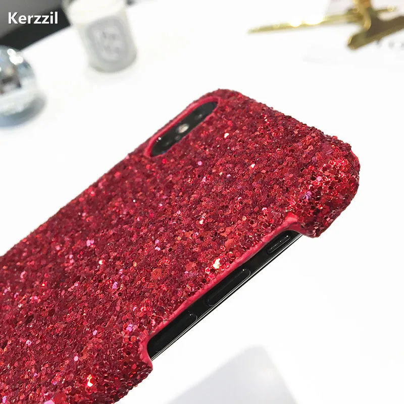 Роскошный чехол для телефона Kerzzil с блестками iPhone X жесткие чехлы из